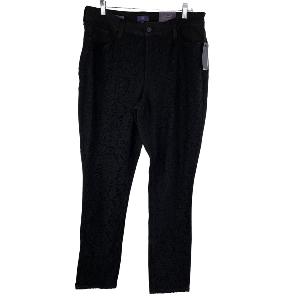 NYDJ Black Alina Lace Front Skinny Legging Jeans Size 16 New